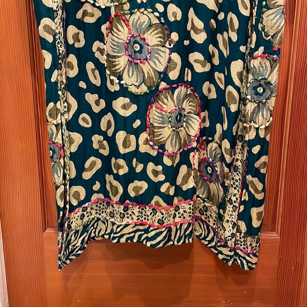 Long Flower Pattern Kimono Pullover Wrap - image 5